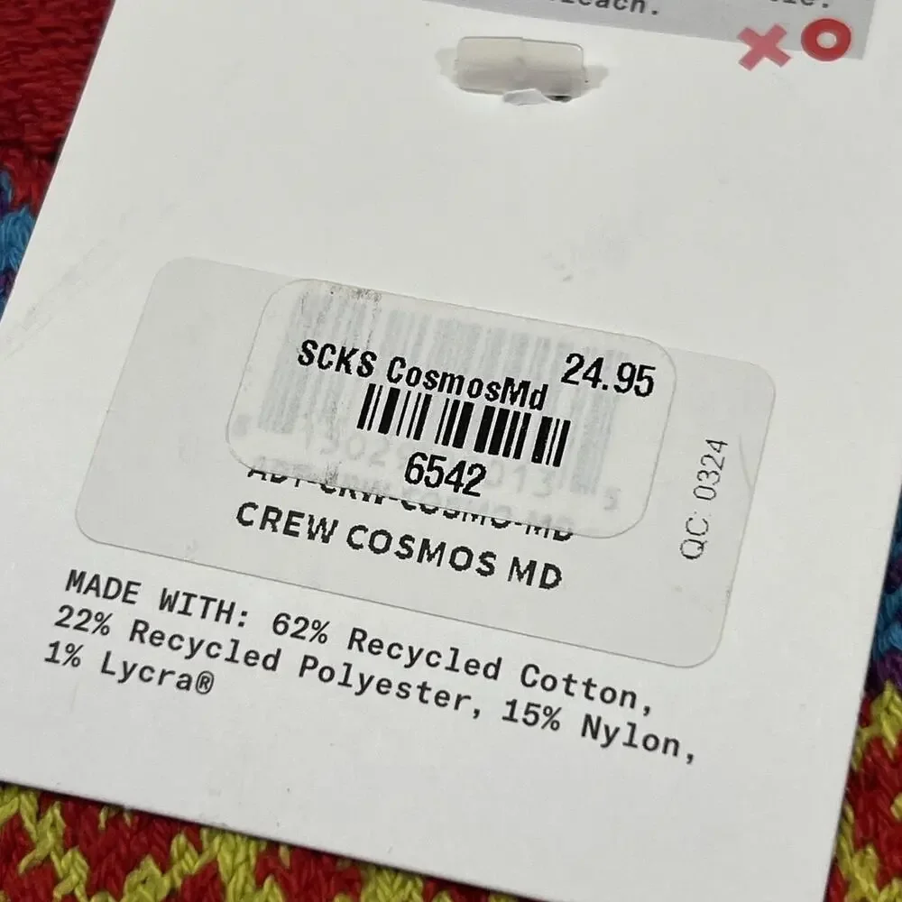 Solmate Crew Socks Womens M Multicolor Cosmos Fair Isle Recycled Cotton USA